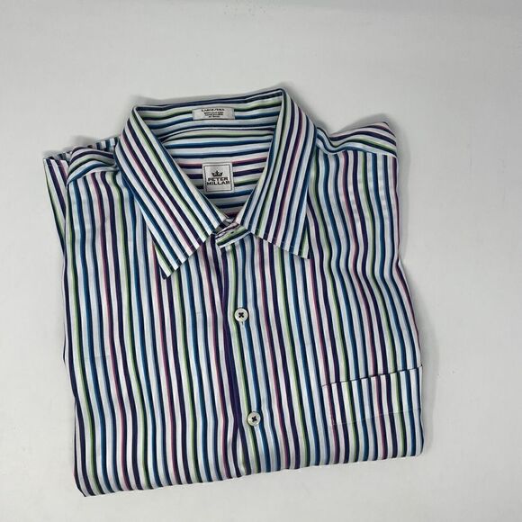 Peter Millar Men's Multi-Color Striped Long-Sleeve Button-Down Shirt Size L/Tall - Picture 7 of 7